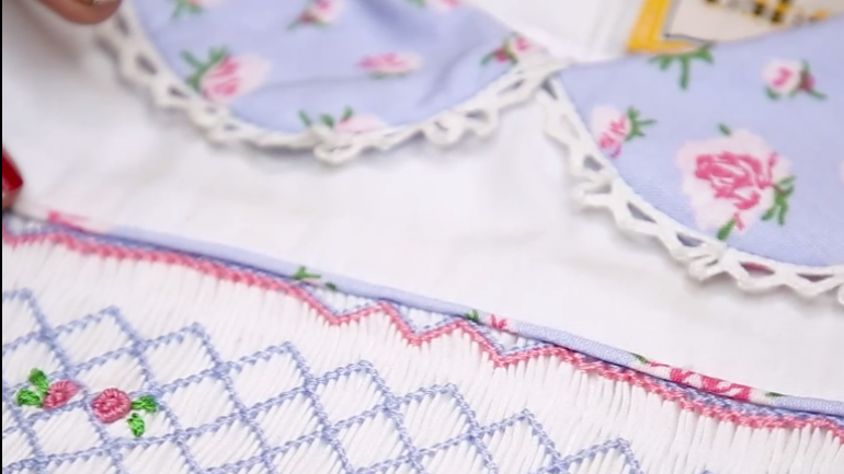 Flower Rolling & Geometric Patterns Hand-Embroidery