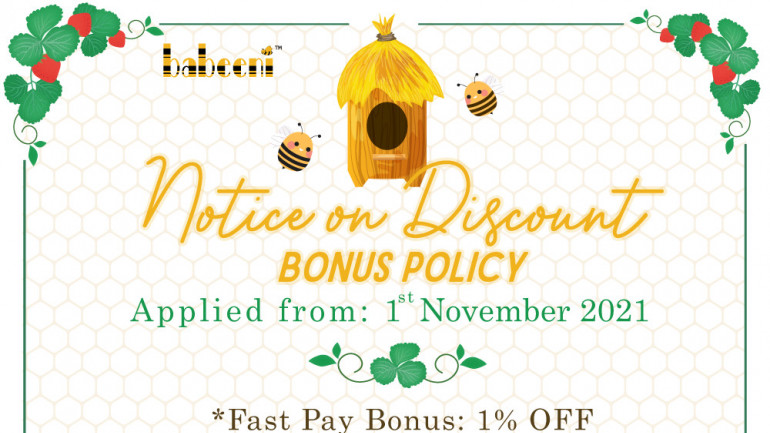 Notice * Change in policy of discount/bonus