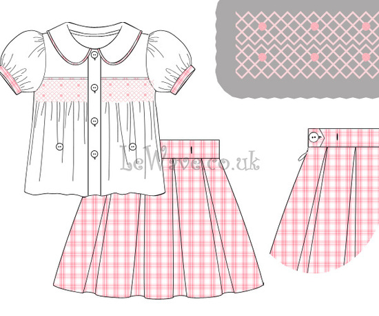 Girl smocked skirt set - LA 57