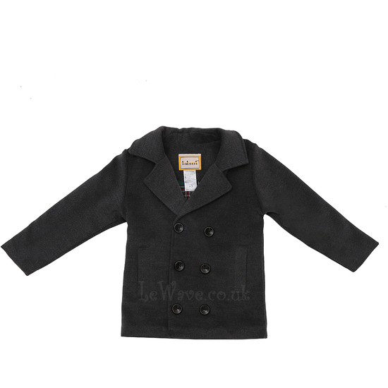 Classic dark grey wool coat for boy - CT 06 