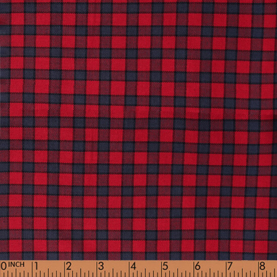 T46- Red and black check tartan fabric
