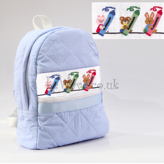 Blue smocked quilted backpack - LJ 25