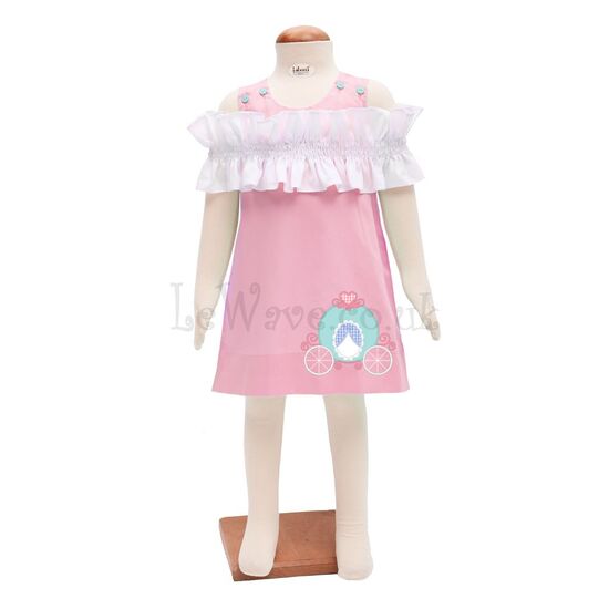 Baby Girl Ruffle Carriage  Pink Applique Dress - LD 280