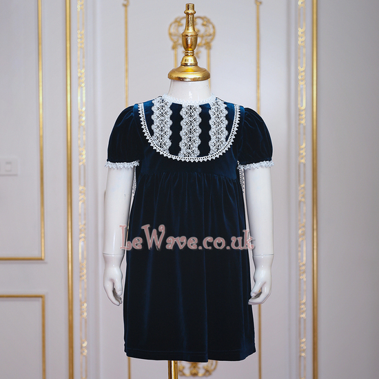 Baby Girl navy velvet dress - LD 260
