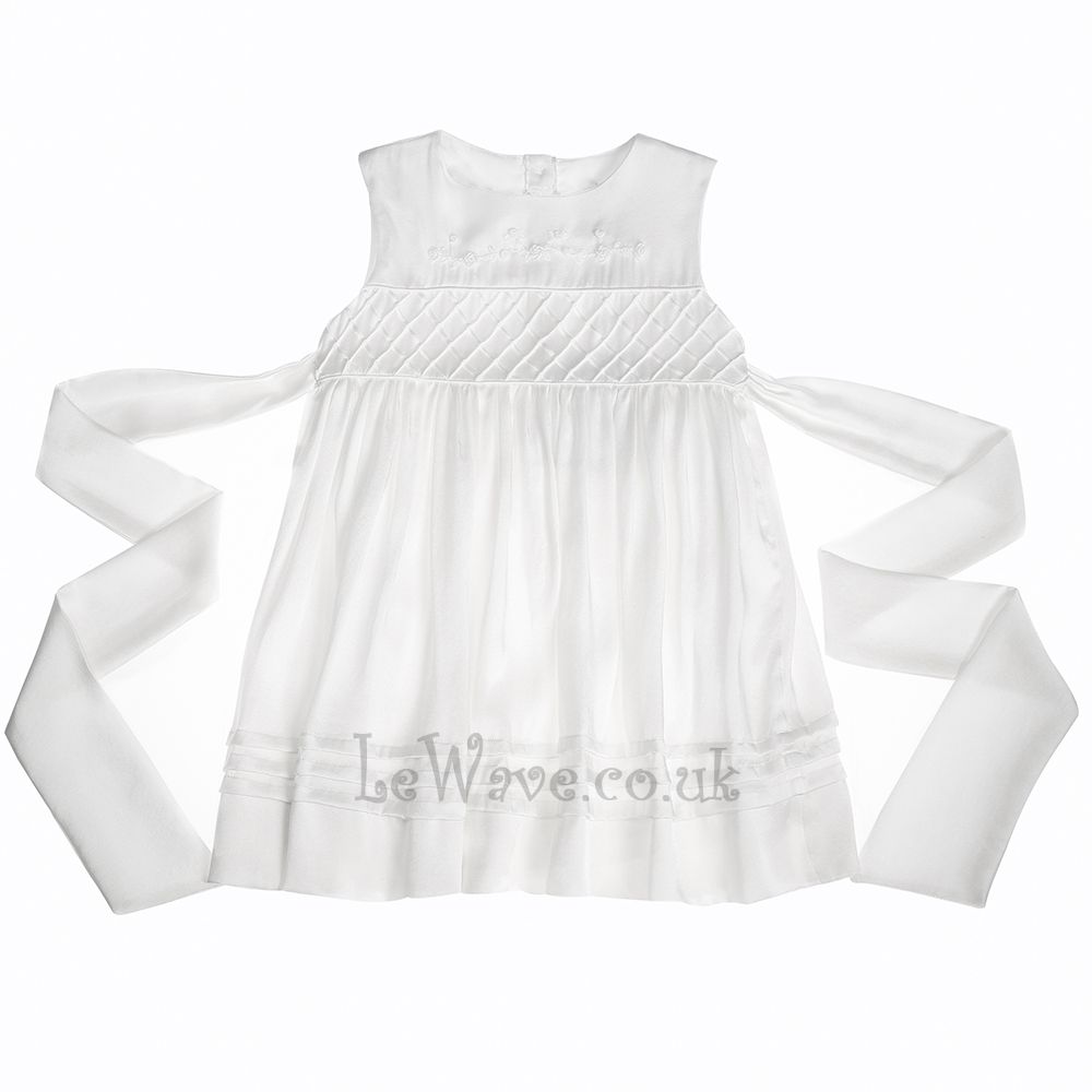 Pristine floral hand embroidered pintuck white dress - LD 374