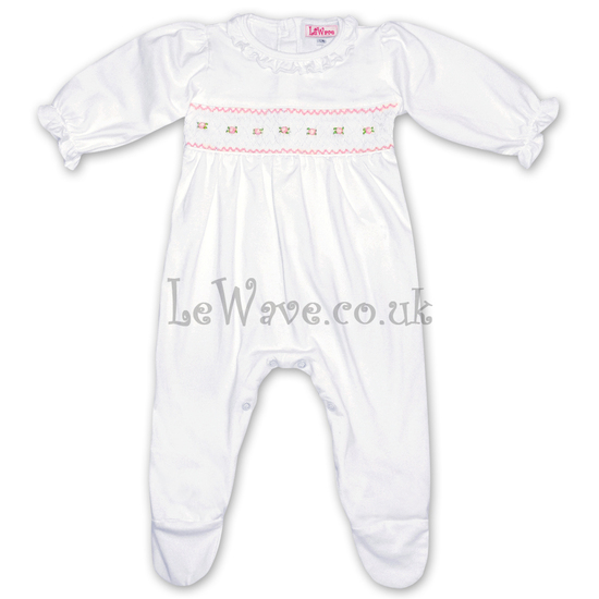 Lovely hand smocked baby grows for girls - LN 007