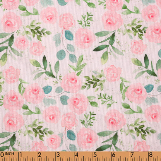 F57- The Shepherdess rose printed 4.0 in pique fabric