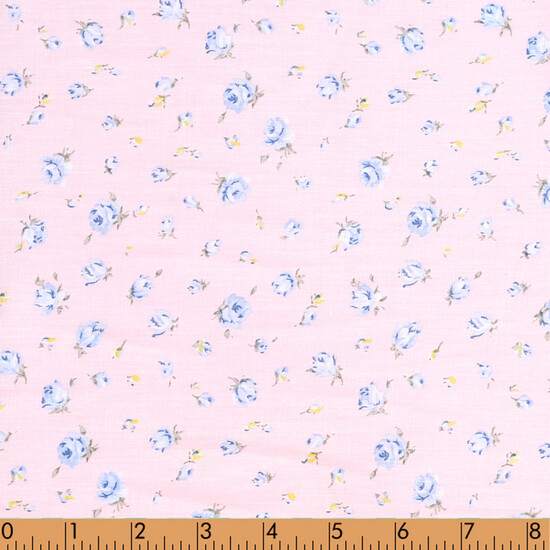F27- Pink with blue floral fabric