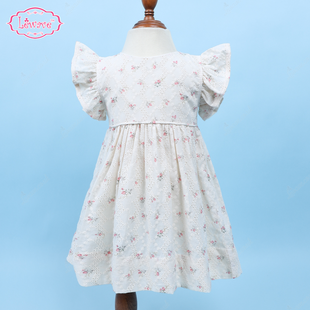 Plain Dress White With Small Red Roses For Girl - LD471
