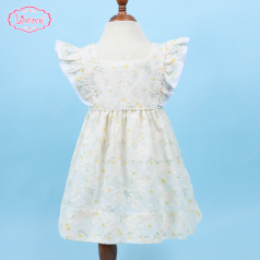plain-dress-in-white-with-little-yellow-floral-for-girl---ld473