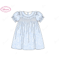 honeycomb-smocking-dress-blue-with-white-floral-for-girl---ld490
