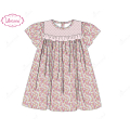 honeycomb-smocking-dress-floral-around-neck-pink-for-girl---ld509