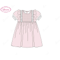 honeycomb-smocking-dress-short-sleeve-in-pink-for-girl---ld510