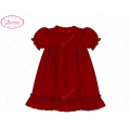 honeycomb-smocking-dress-red-with-bow-left-for-girl---ld502