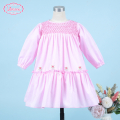 honeycomb-smocked-dress-in-pink-with-hand-embroidery-flower-for-girl---ld514