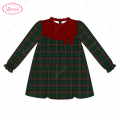 honeycomb-smocked-dress-long-sleece-green-red-accent-for-girl---ld540