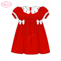 honeycomb-smocked-dress-in-red-hand-embroidery-neck-for-girl---ld546