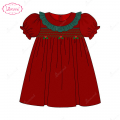 honeycomb-smocked-dress-in-velvet-red-green-accents-for-girl---ld552