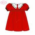 honeycomb-smocked-dress-in-red-white-neck-smocked-flower-for-girl---ld553